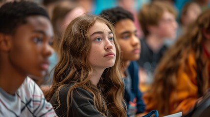 Engaged students attentive in classroom