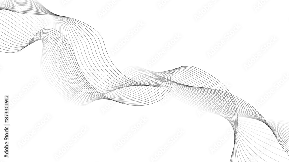 Fototapete abstract wavy lines on transparent background with grey smooth element swoosh speed wave modern stre