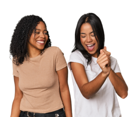 Young Latin friends in studio dancing and having fun.