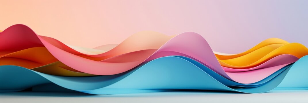 Elegant Abstract Design of Colorful Wavy Paper Layers on Gradient Background