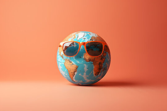 earth globe with sunglasses vacation concept  - Powered by Adobe