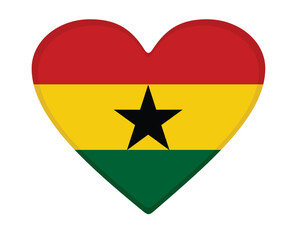 Ghana flag heart shaped. vector