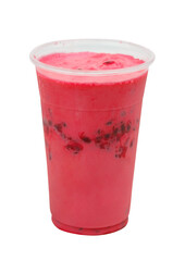 Realistic plastic cup on white background. Isolated Mock up, Juice with a Plastic Cup