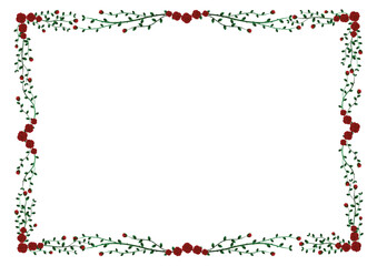 Obraz premium Red Roses Square Frame. Floral decoration element vector art copy space