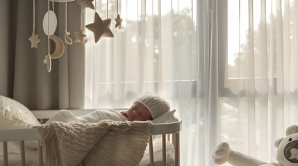 Peaceful Newborn Sleeping in Cozy Crib