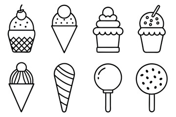 Ice Cream Line Art Classic Cone Drawing