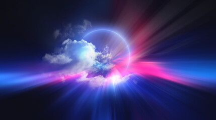 Light neon tunnel, abstract neon background.