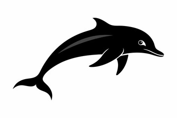 Dolphin vector illustration, dolphin jumping isolated on white, Dolphin silhouette, Dolphin vector art