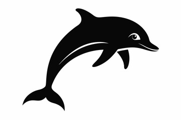 Dolphin vector illustration, dolphin jumping isolated on white, Dolphin silhouette, Dolphin vector art