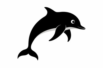 Dolphin vector illustration, dolphin jumping isolated on white, Dolphin silhouette, Dolphin vector art