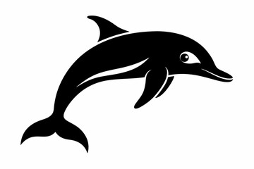 Fototapeta premium Dolphin vector illustration, dolphin jumping isolated on white, Dolphin silhouette, Dolphin vector art