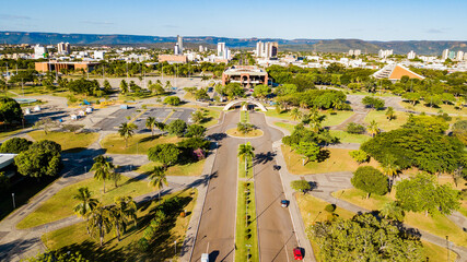 Palmas, Tocantins. Aerial view of Praça dos Girassóis
