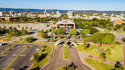 Palmas, Tocantins. Aerial view of Palácio Araguaia and Praça dos Girassóis