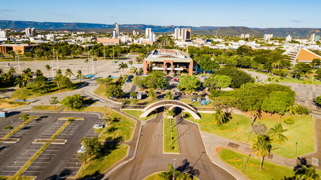 Palmas, Tocantins. Aerial view of Pal&aacute;cio Araguaia and Pra&ccedil;a dos Girass&oacute;is