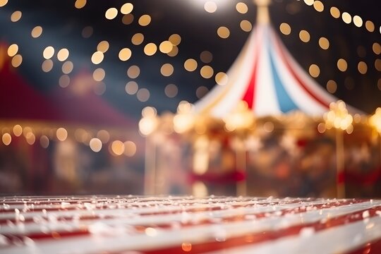 City circus building with outdoor tent fair details