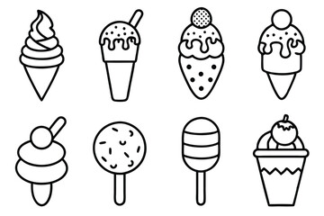 Ice Cream Line Art Fine Detailed Icon
