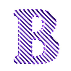 White symbol with dark purple diagonal ultra thin straps. letter b