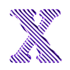 White symbol with dark purple diagonal ultra thin straps. letter x
