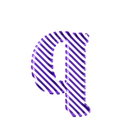 White symbol with dark purple diagonal ultra thin straps. letter q