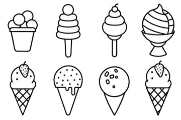 Ice Cream Line Art Iconic Silhouette Illustration