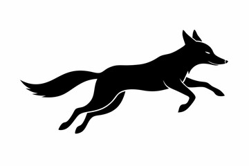 Jackal vector illustration, Jackal jumping isolated on white, Jackal silhouette, Jackal vector art