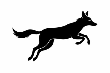 Jackal vector illustration, Jackal jumping isolated on white, Jackal silhouette, Jackal vector art