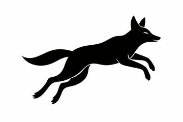 Jackal vector illustration, Jackal jumping isolated on white, Jackal silhouette, Jackal vector art