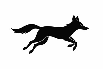 Jackal vector illustration, Jackal jumping isolated on white, Jackal silhouette, Jackal vector art