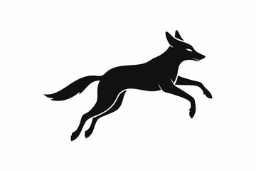 Jackal vector illustration, Jackal jumping isolated on white, Jackal silhouette, Jackal vector art