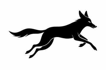 Jackal vector illustration, Jackal jumping isolated on white, Jackal silhouette, Jackal vector art