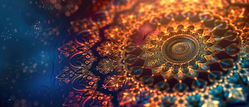 intricate islamic mandala pattern background with geometric shapes and arabic calligraphy perfect for ramadan decorations and islamic designs