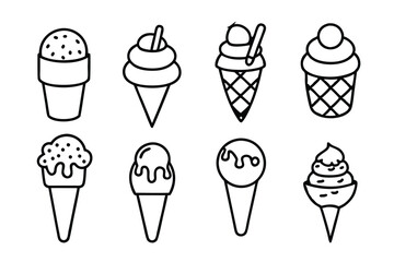 Ice Cream Line Art Refined Cone Sketch
