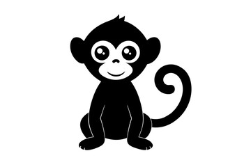 Monkey vector illustration, Monkey jumping isolated on white, Monkey silhouette, Monkey vector art