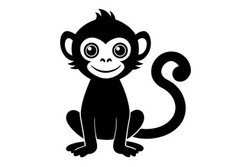 Monkey vector illustration, Monkey jumping isolated on white, Monkey silhouette, Monkey vector art