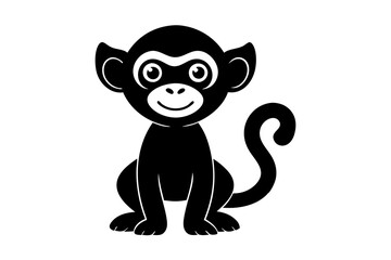 Monkey vector illustration, Monkey jumping isolated on white, Monkey silhouette, Monkey vector art