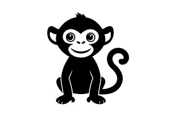 Monkey vector illustration, Monkey jumping isolated on white, Monkey silhouette, Monkey vector art