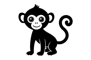 Monkey vector illustration, Monkey jumping isolated on white, Monkey silhouette, Monkey vector art