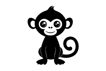 Monkey vector illustration, Monkey jumping isolated on white, Monkey silhouette, Monkey vector art
