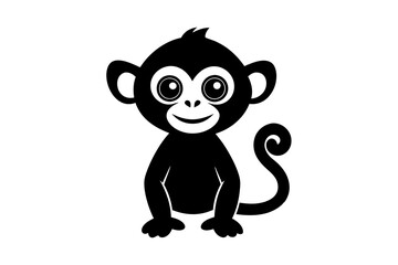Monkey vector illustration, Monkey jumping isolated on white, Monkey silhouette, Monkey vector art