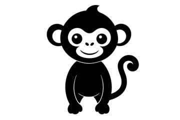 Monkey vector illustration, Monkey jumping isolated on white, Monkey silhouette, Monkey vector art