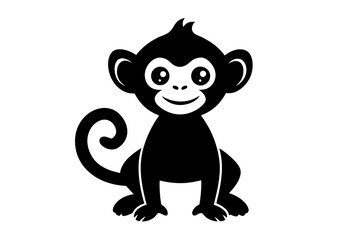 Monkey vector illustration, Monkey jumping isolated on white, Monkey silhouette, Monkey vector art