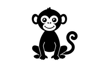 Monkey vector illustration, Monkey jumping isolated on white, Monkey silhouette, Monkey vector art