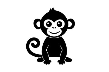 Monkey vector illustration, Monkey jumping isolated on white, Monkey silhouette, Monkey vector art