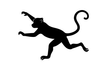 Monkey vector illustration, Monkey jumping isolated on white, Monkey silhouette, Monkey vector art