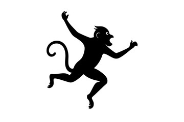 Monkey vector illustration, Monkey jumping isolated on white, Monkey silhouette, Monkey vector art