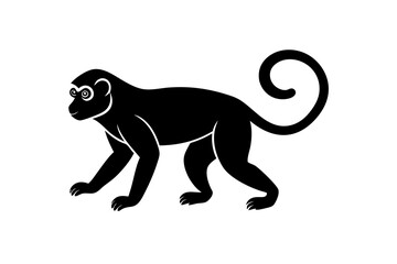 Monkey vector illustration, Monkey jumping isolated on white, Monkey silhouette, Monkey vector art