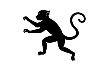 Monkey vector illustration, Monkey jumping isolated on white, Monkey silhouette, Monkey vector art