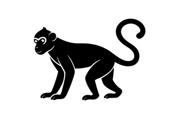 Monkey vector illustration, Monkey jumping isolated on white, Monkey silhouette, Monkey vector art