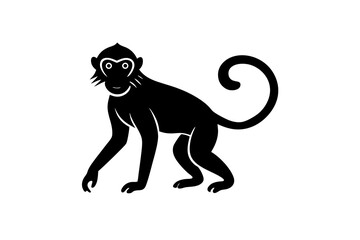 Monkey vector illustration, Monkey jumping isolated on white, Monkey silhouette, Monkey vector art