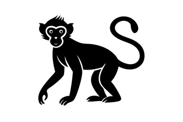 Monkey vector illustration, Monkey jumping isolated on white, Monkey silhouette, Monkey vector art